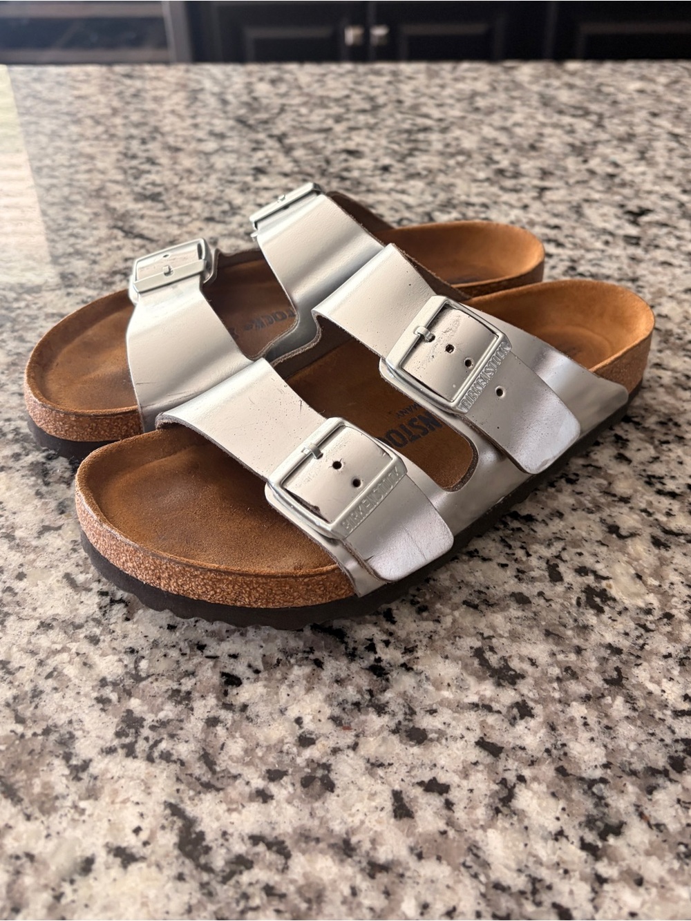 Silver Double Buckle Women’s 37/ US 6 to 6.5 Sandals - Birkenstock